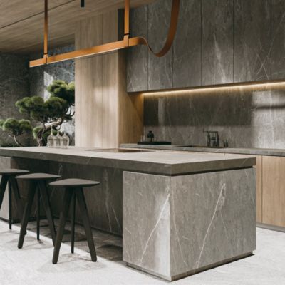 맞춤형 회색 대리석 느낌 세라믹 바닥 타일 12mm 두께