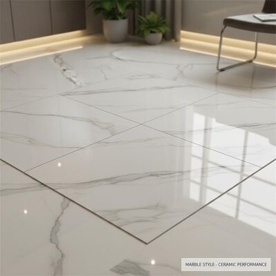Smooth surface marble look ceramic floor tile with rectified edge offering marble imitation and ceramic tile performance